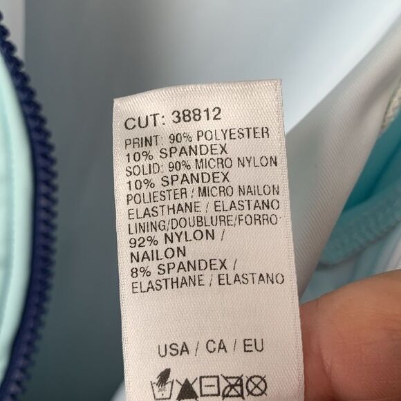 NEXT Swimsuit One Piece Zip Up Light Blue and Floral Design Women’s Size XL - Picture 6 of 12